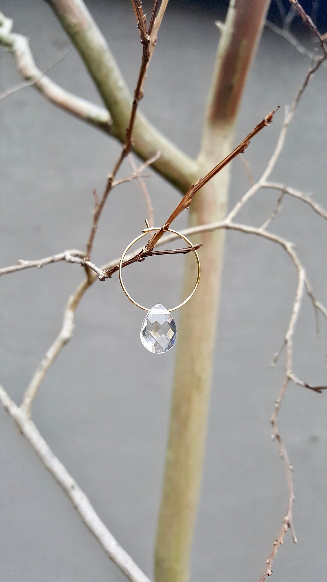 Clear Quartz Crystal Or Opal Hoop Earrings, April And October Birthstone Jewellery