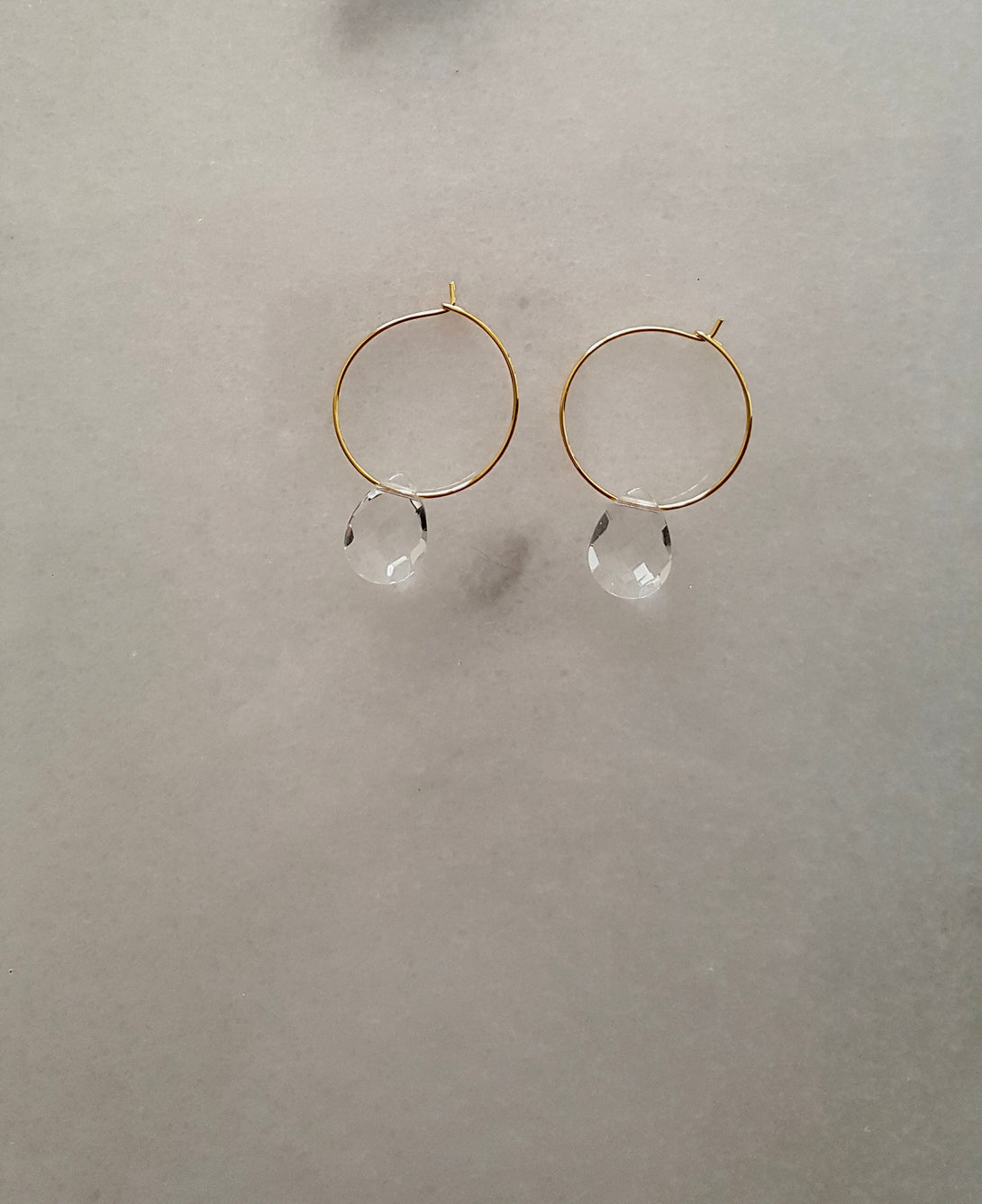 Clear Quartz Crystal Or Opal Hoop Earrings, April And October Birthstone Jewellery