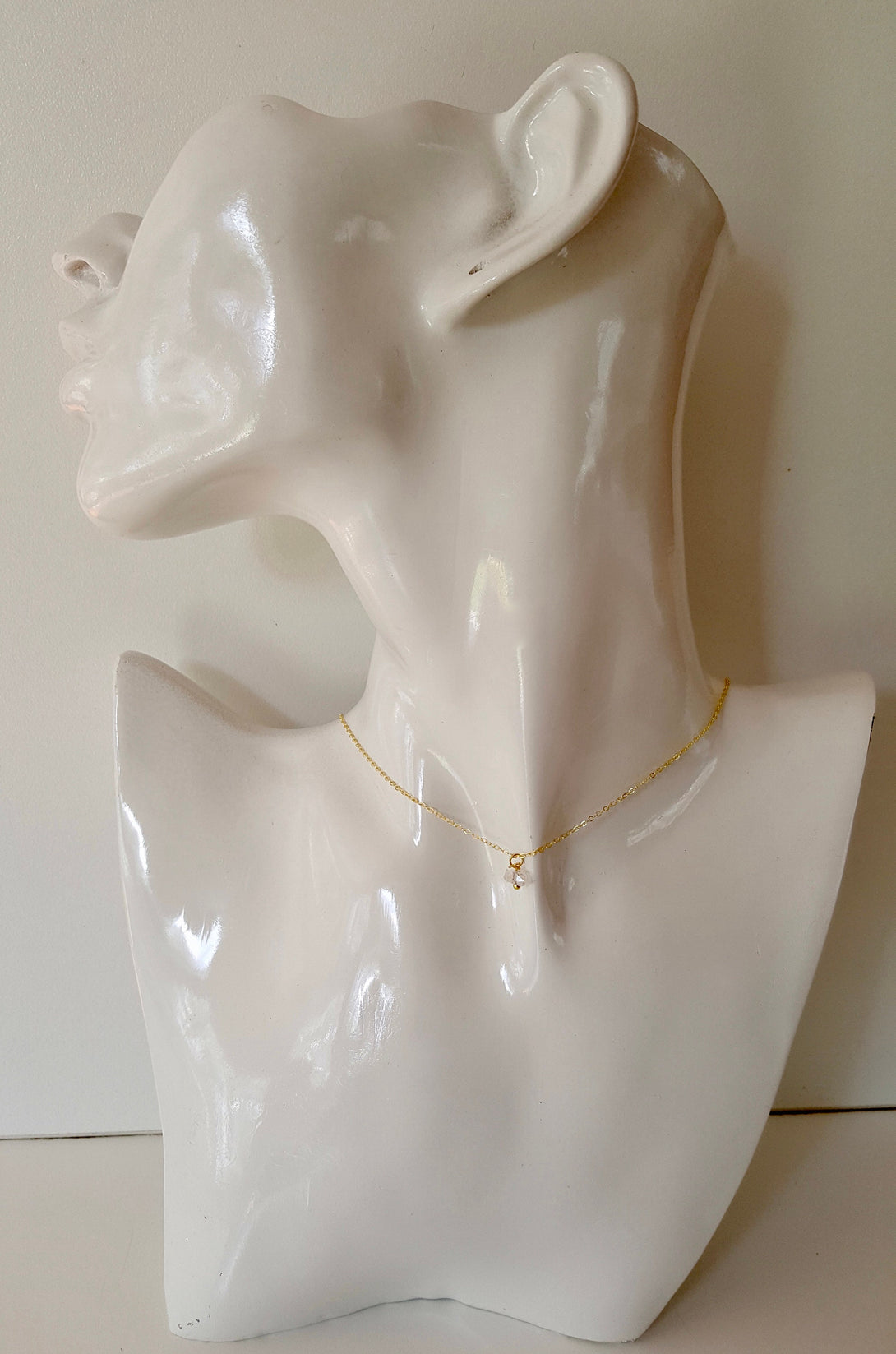 April Birthstone Jewellery, Gold Herkimer Diamond Necklace