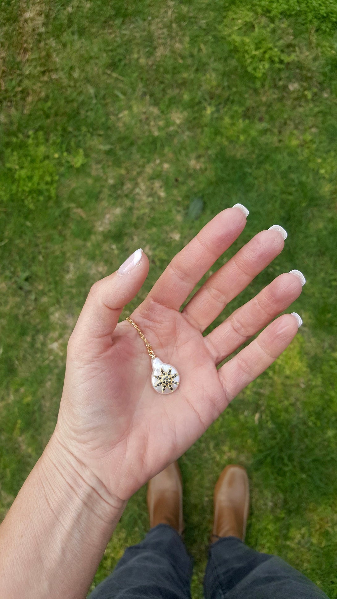 Natural Baroque Pearl Starburst Necklace