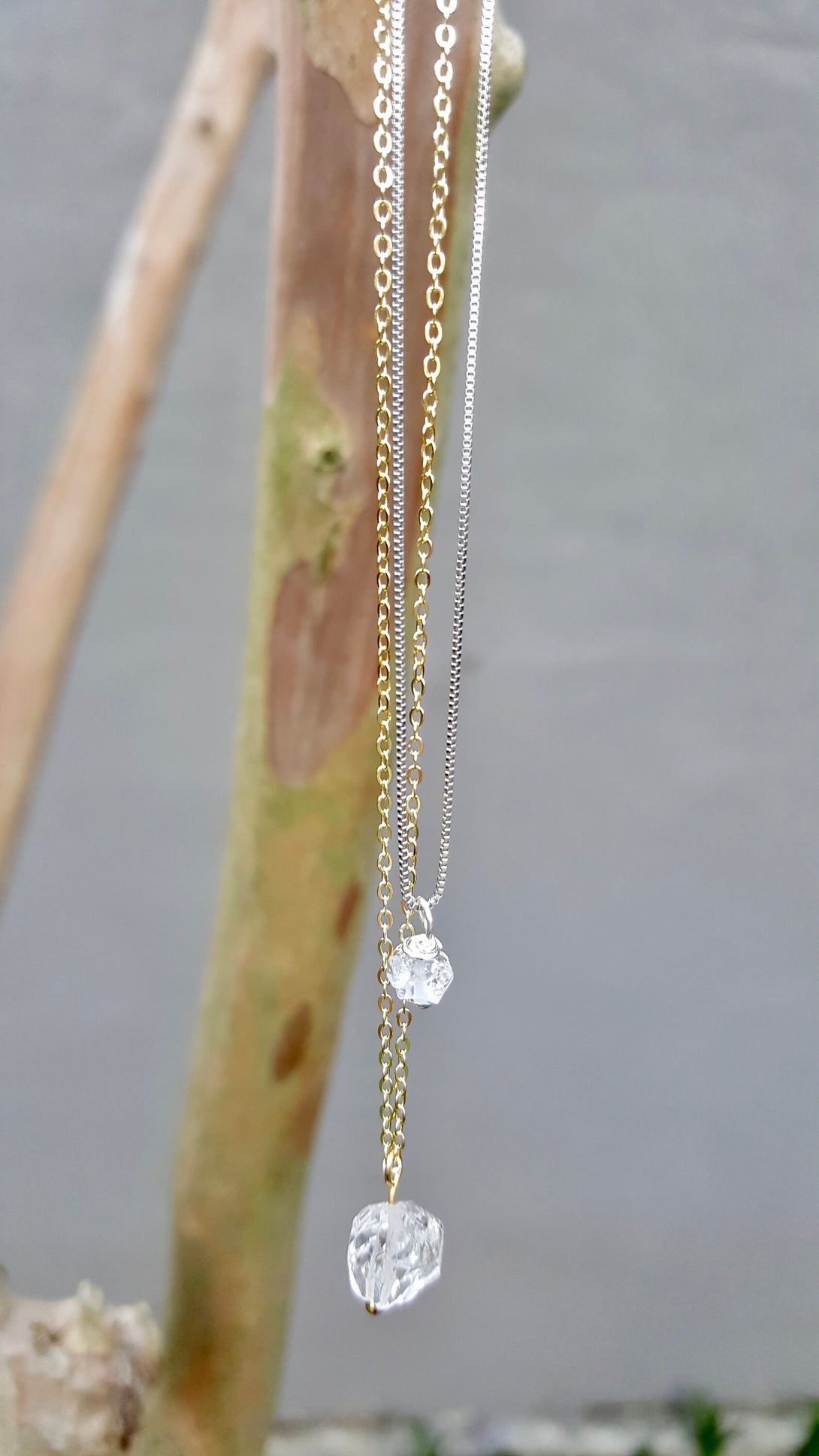 Sterling Silver Herkimer Diamond Necklace, April Birthstone