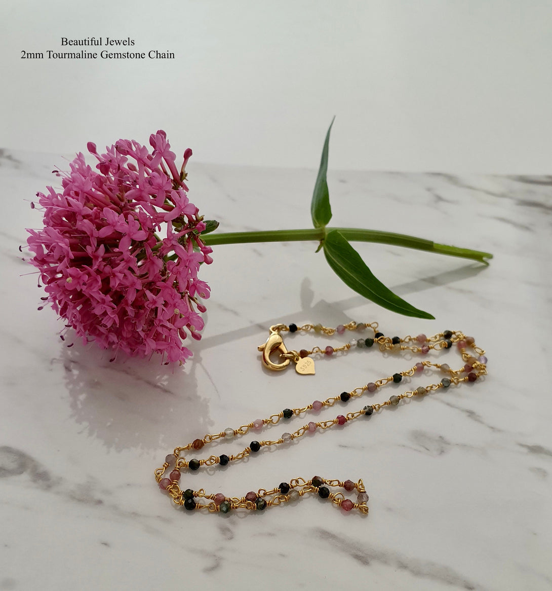 Tourmaline Necklace, Beaded Multi Colour Necklace, October Birthstone