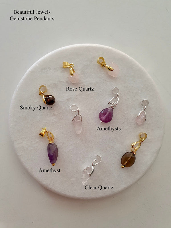 Gemstone Charm Pendants In Silver Or Gold, Birthstone Jewellery, Mental Health Gift