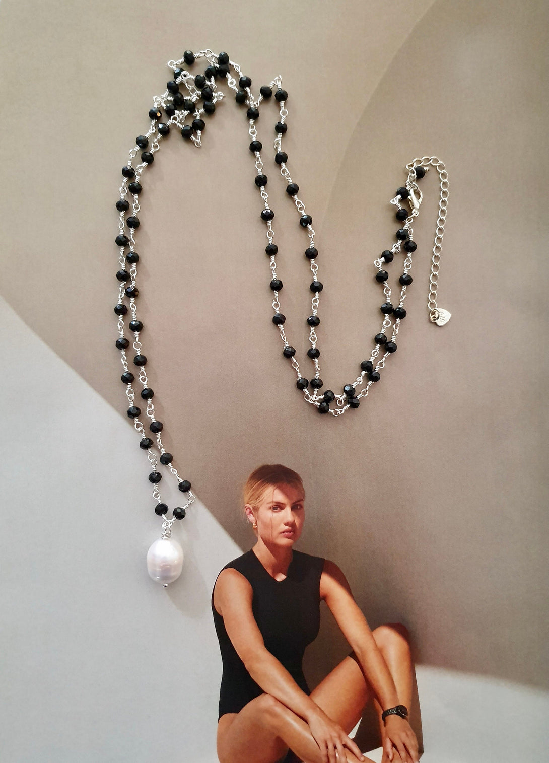 Baroque Pearl And Onyx Bead Necklace, December And June Birthstone Jewellery