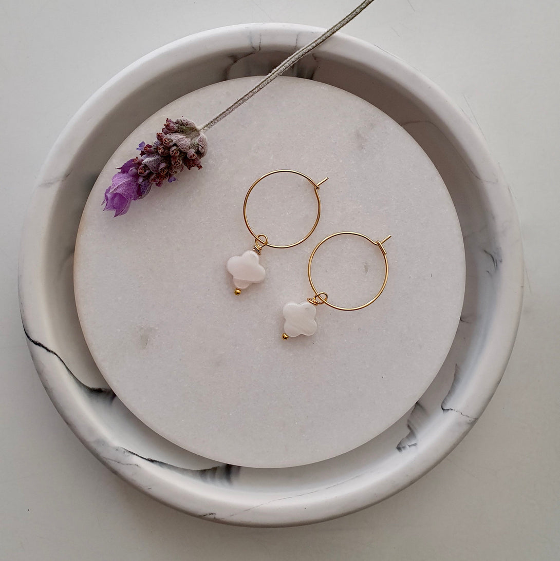 Clover Pearl Hoop Earrings