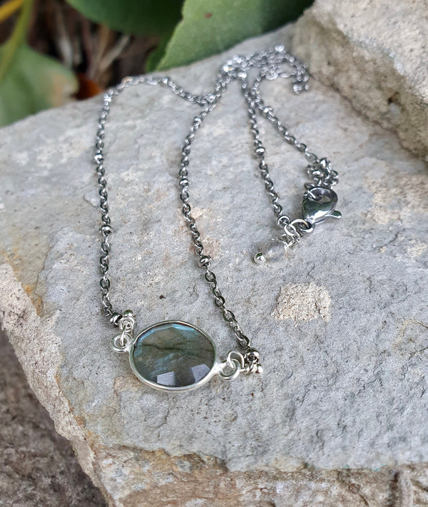 Flash Labradorite Necklace, Birthstone Jewellery