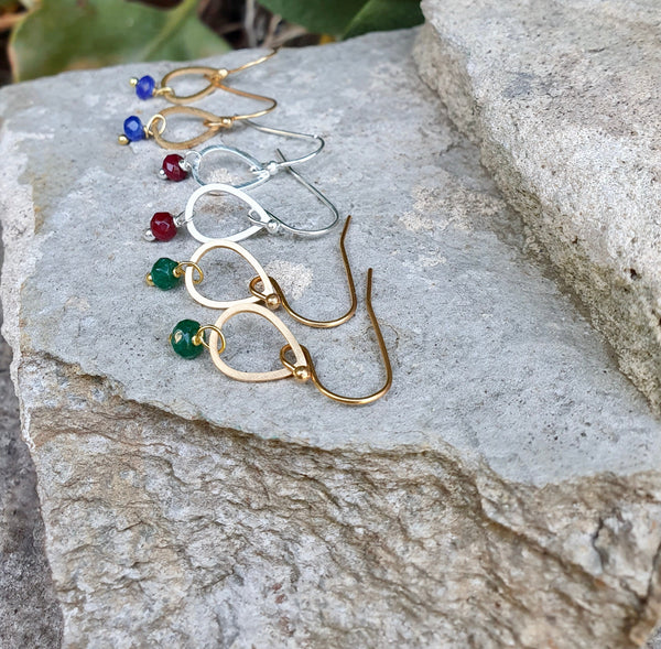 Birthstone Earrings, Emerald, Ruby, Sapphire, Sapphire, Herkimer Diamond Jewellery