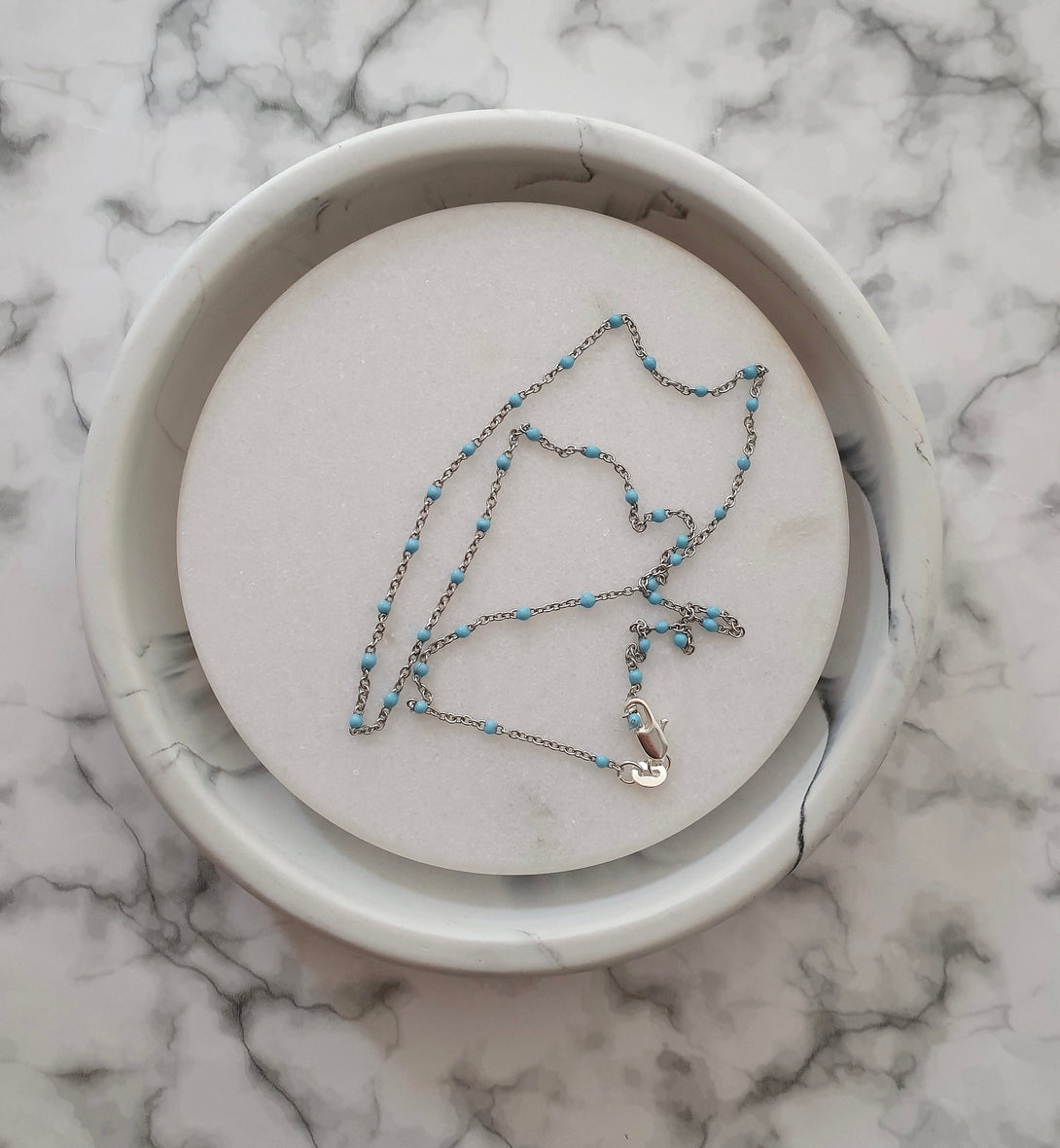 Blue Enamel Bead Necklace