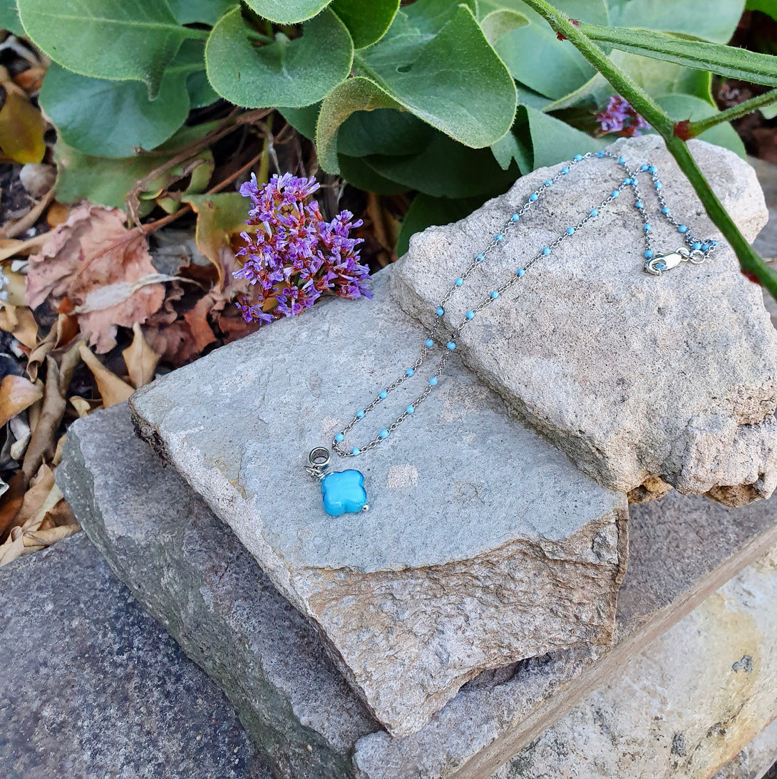 Blue Enamel Bead Necklace