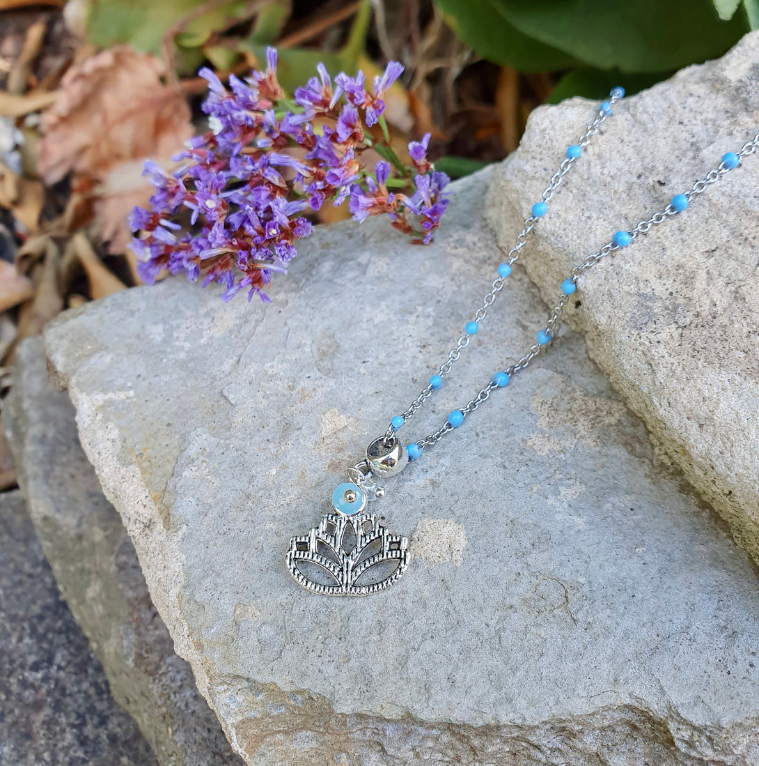 Blue Enamel Bead Necklace