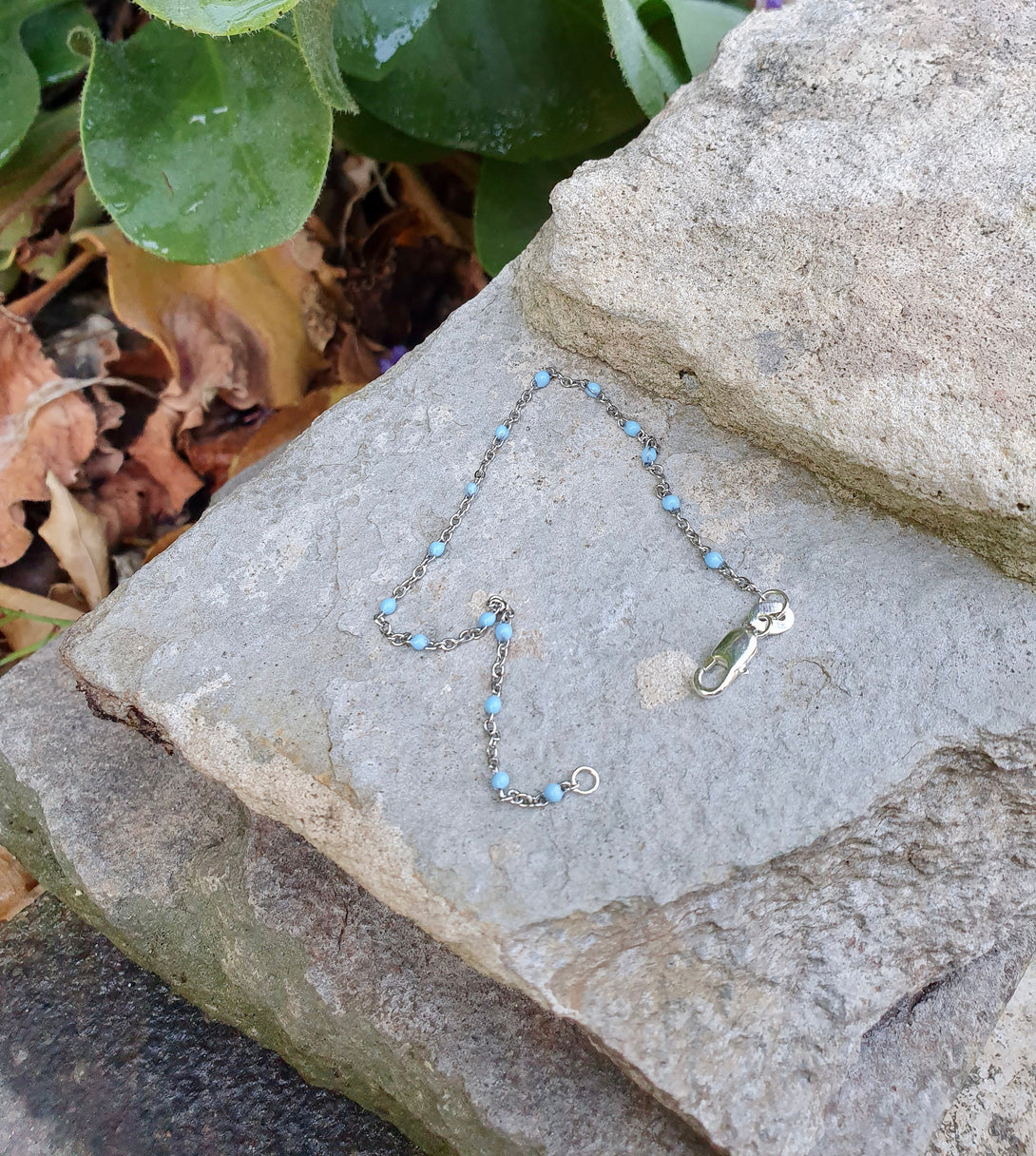 Blue Enamel Bead Bracelet