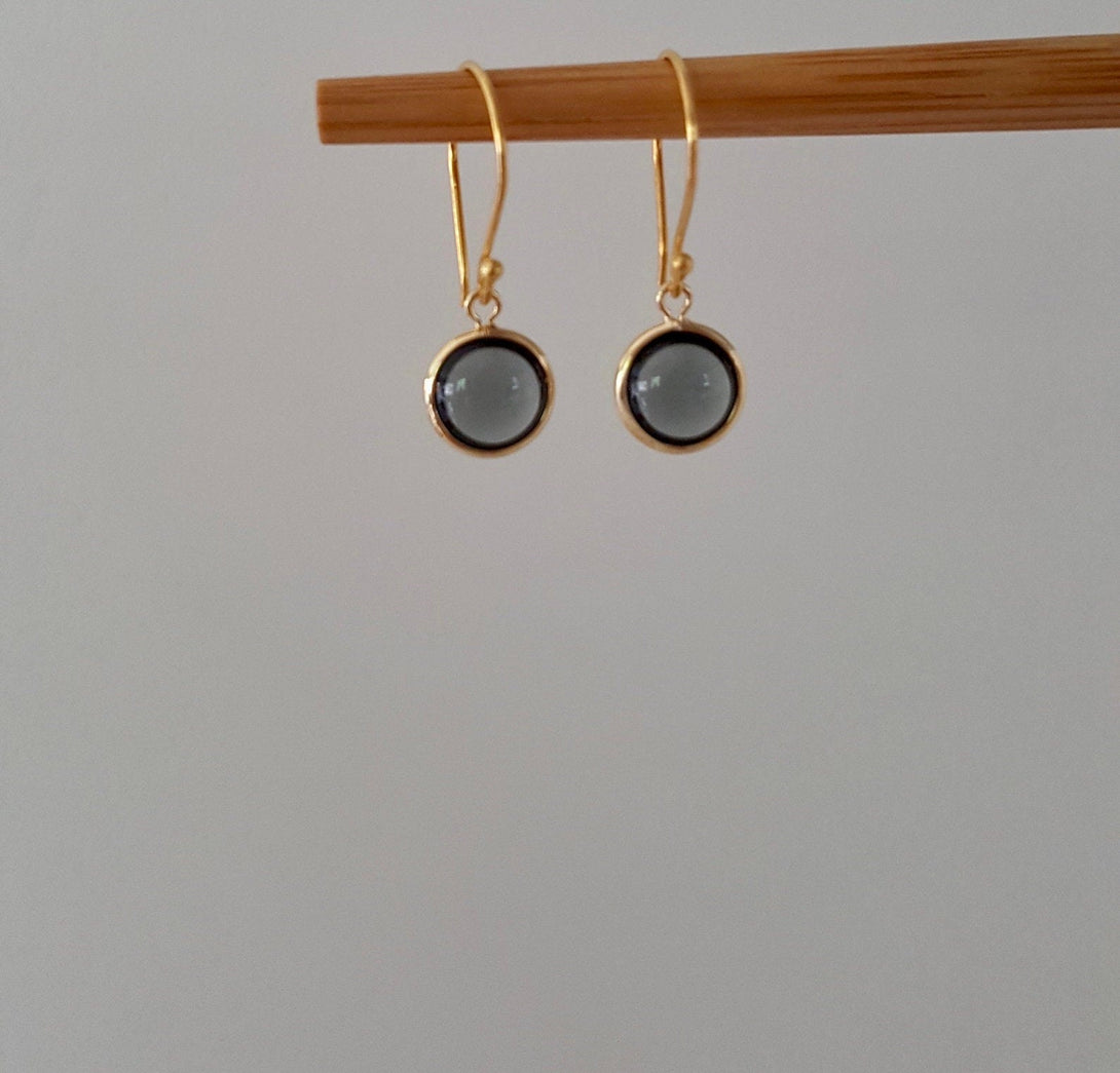 Handcrafted Deep Blue Charm Gold Drop Earrings