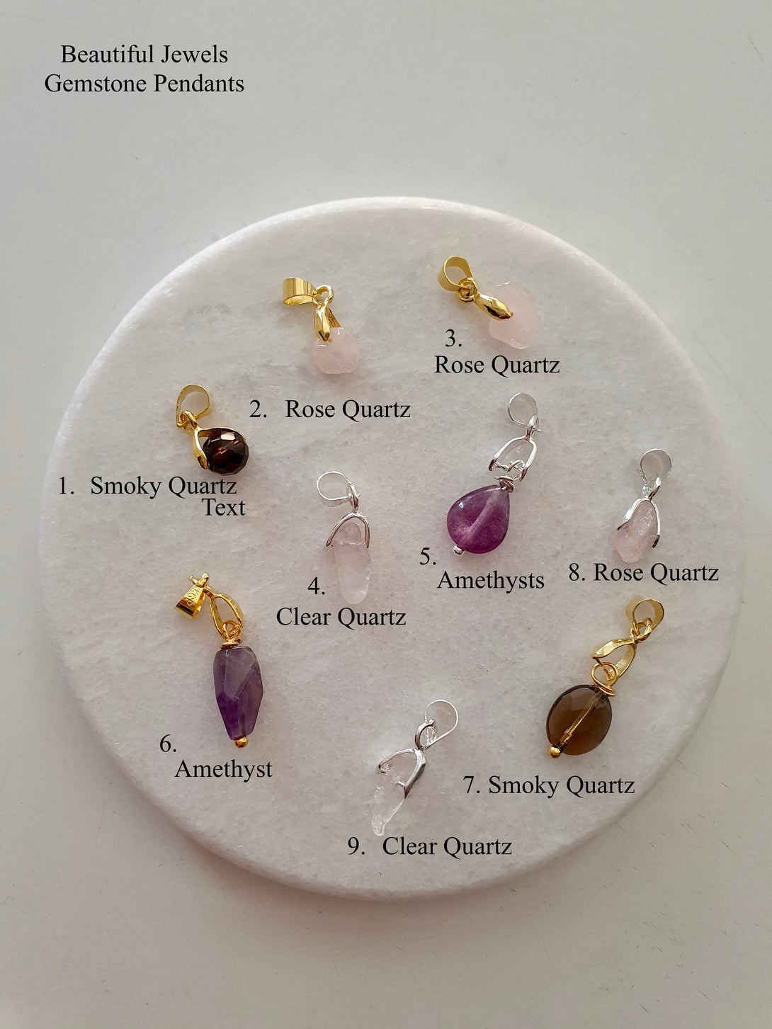 Gemstone Charm Pendants In Silver Or Gold, Birthstone Jewellery, Mental Health Gift