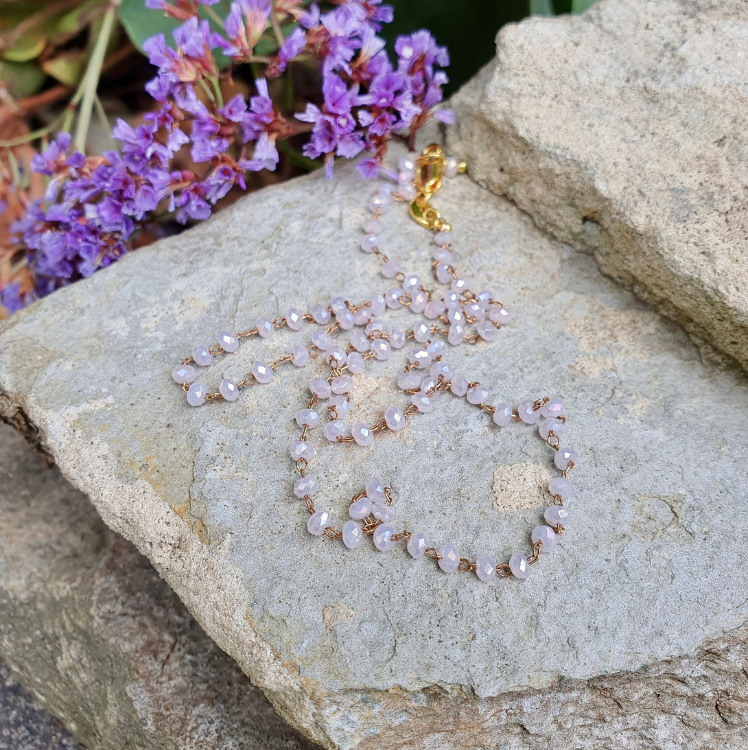 Dainty And Delicate Gemstone Bead Necklace, Handmade Chain Jewellery