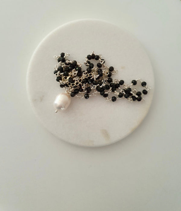 Baroque Pearl And Onyx Bead Necklace, December And June Birthstone Jewellery