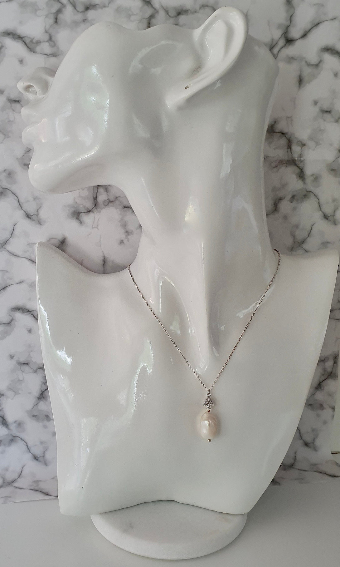 Baroque Pearl Necklace With Flower Detail, Handmade In Sterling Silver