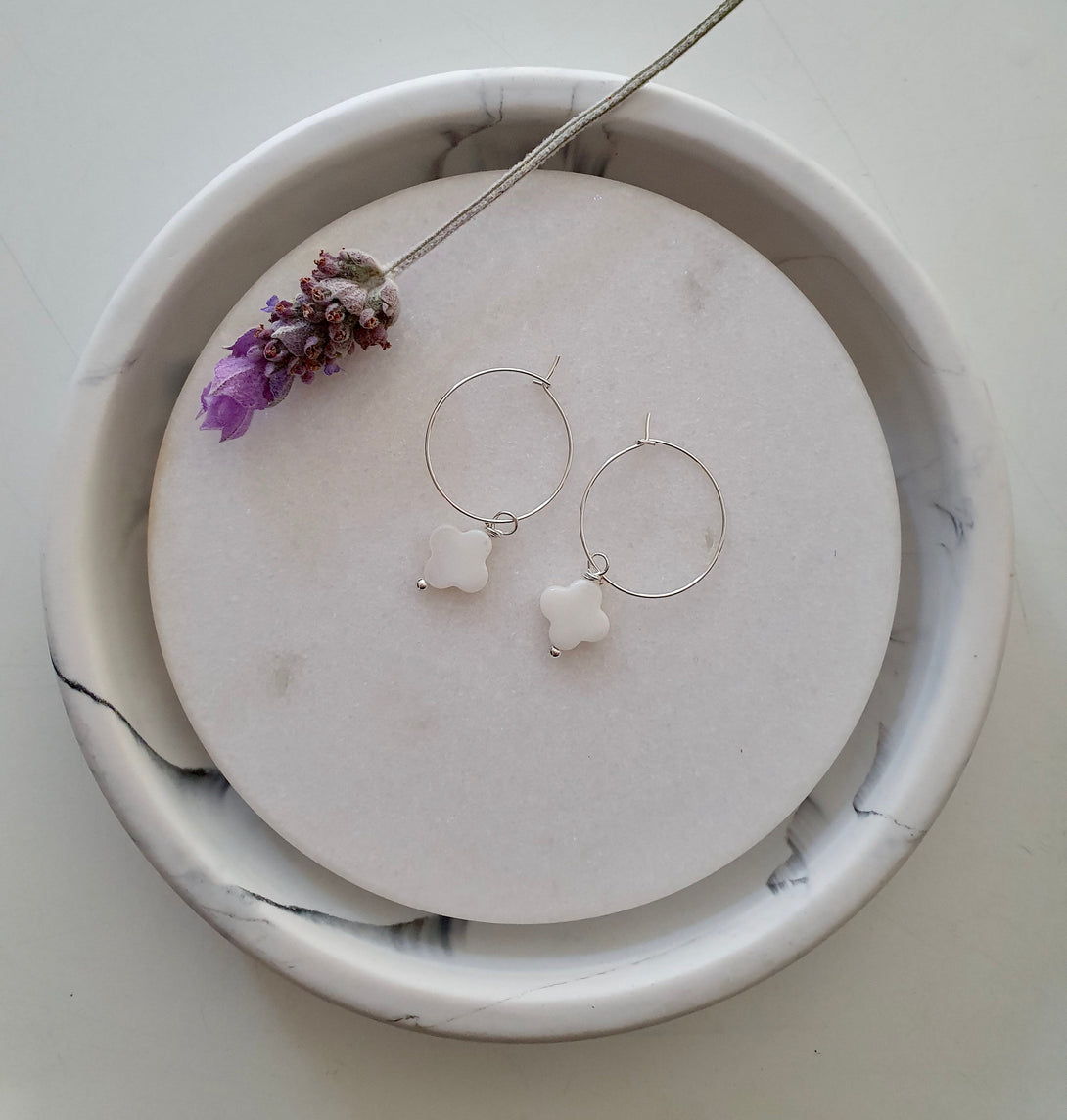 Clover Pearl Hoop Earrings