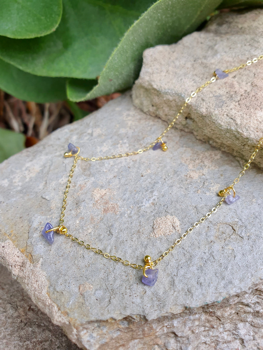 Raw Tanzanite Necklace, December Birthstone Jewellery