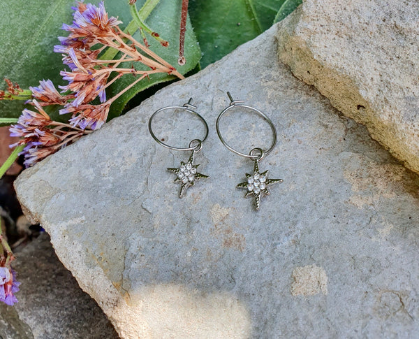 North Star Hoop Earrings, Symbolic Jewellery