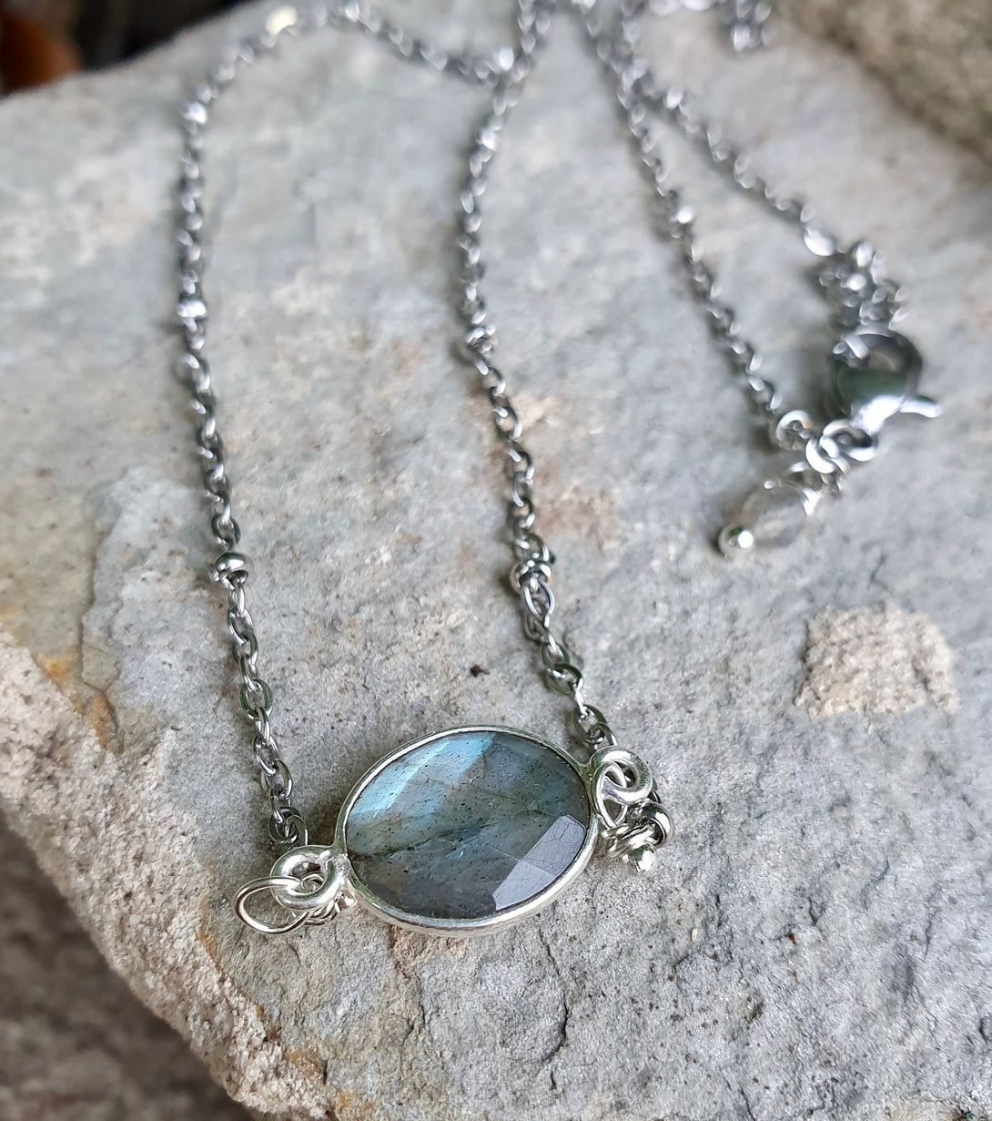 Flash Labradorite Necklace, Birthstone Jewellery