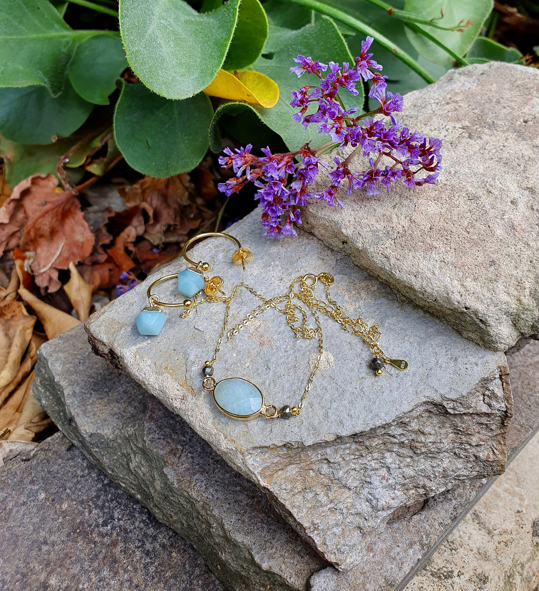 Raw Stone Hoops, Birthstone Jewellery