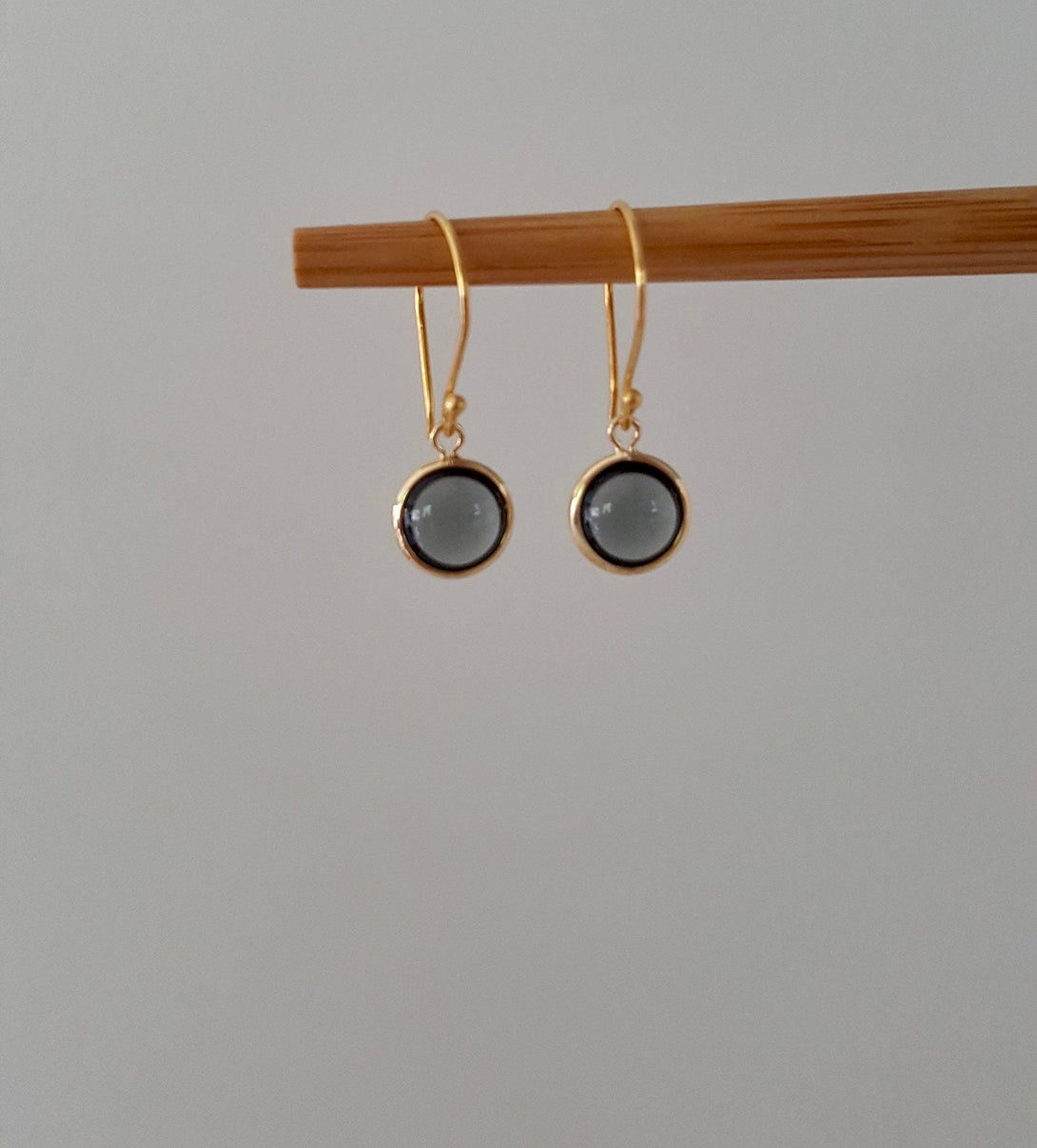 Handcrafted Deep Blue Charm Gold Drop Earrings