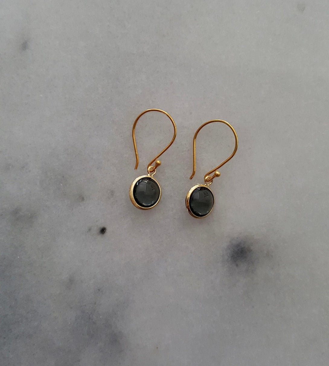 Handcrafted Deep Blue Charm Gold Drop Earrings