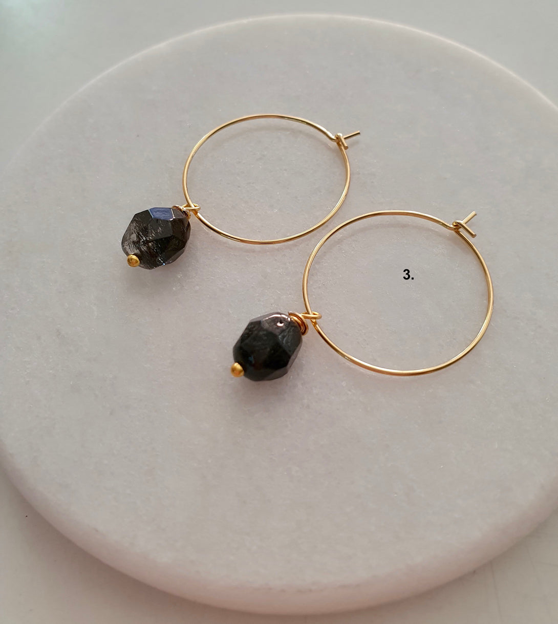 Rutilated Quartz Hoop Earrings, Healing Birthstone Jewellery