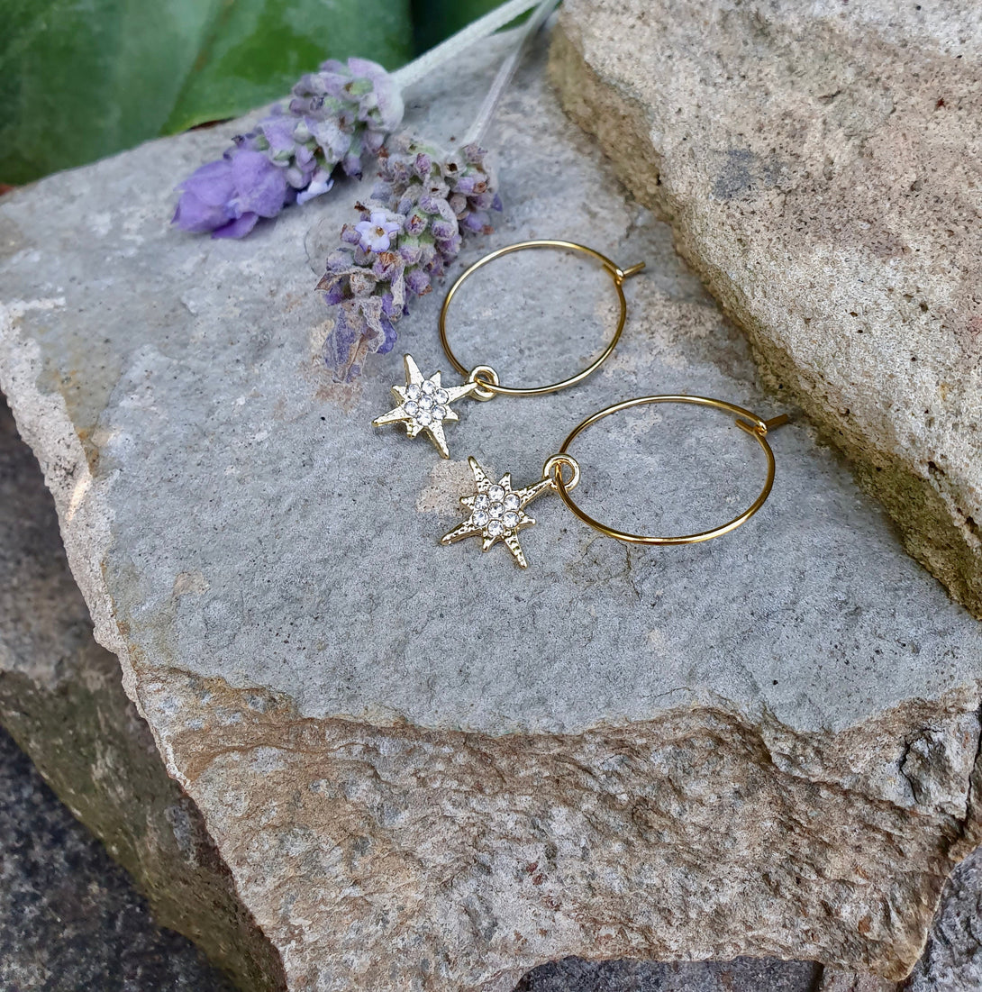 North Star Hoop Earrings, Symbolic Jewellery