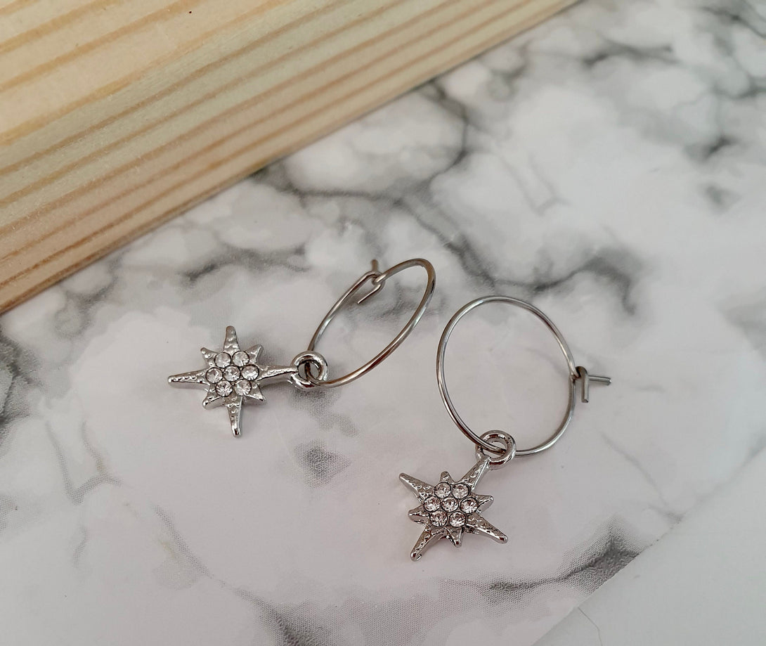 North Star Hoop Earrings, Symbolic Jewellery