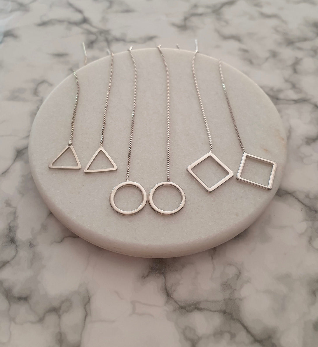 Minimalist Geometric Threader Earrings, Sterling Silver Jewellery