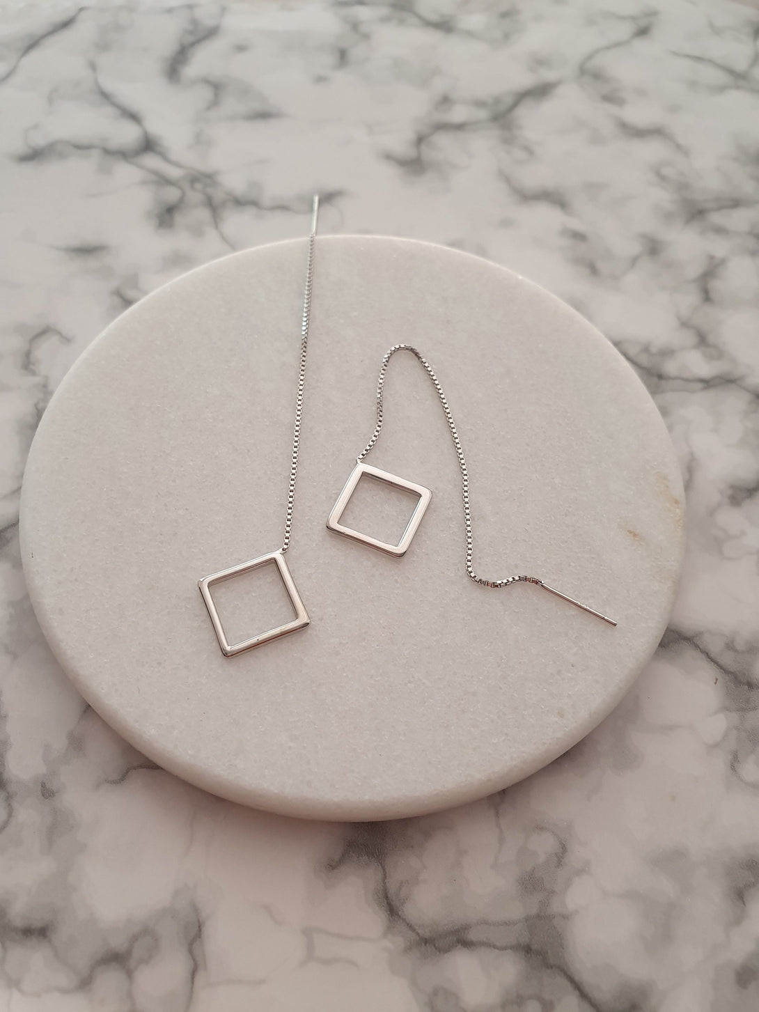 Minimalist Geometric Threader Earrings, Sterling Silver Jewellery