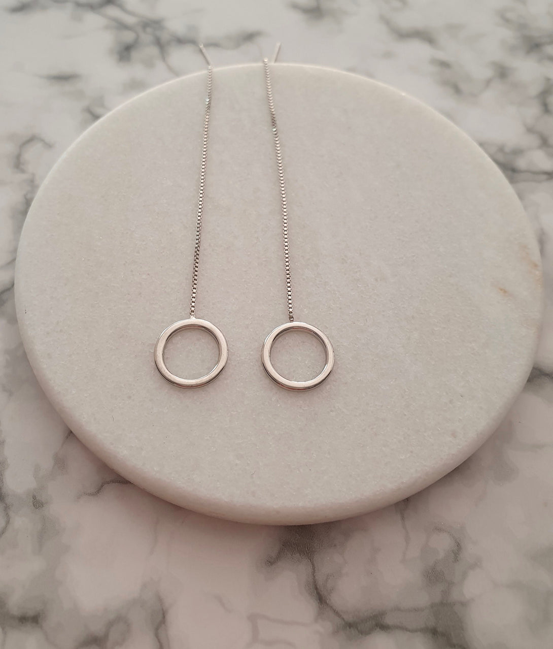 Minimalist Geometric Threader Earrings, Sterling Silver Jewellery