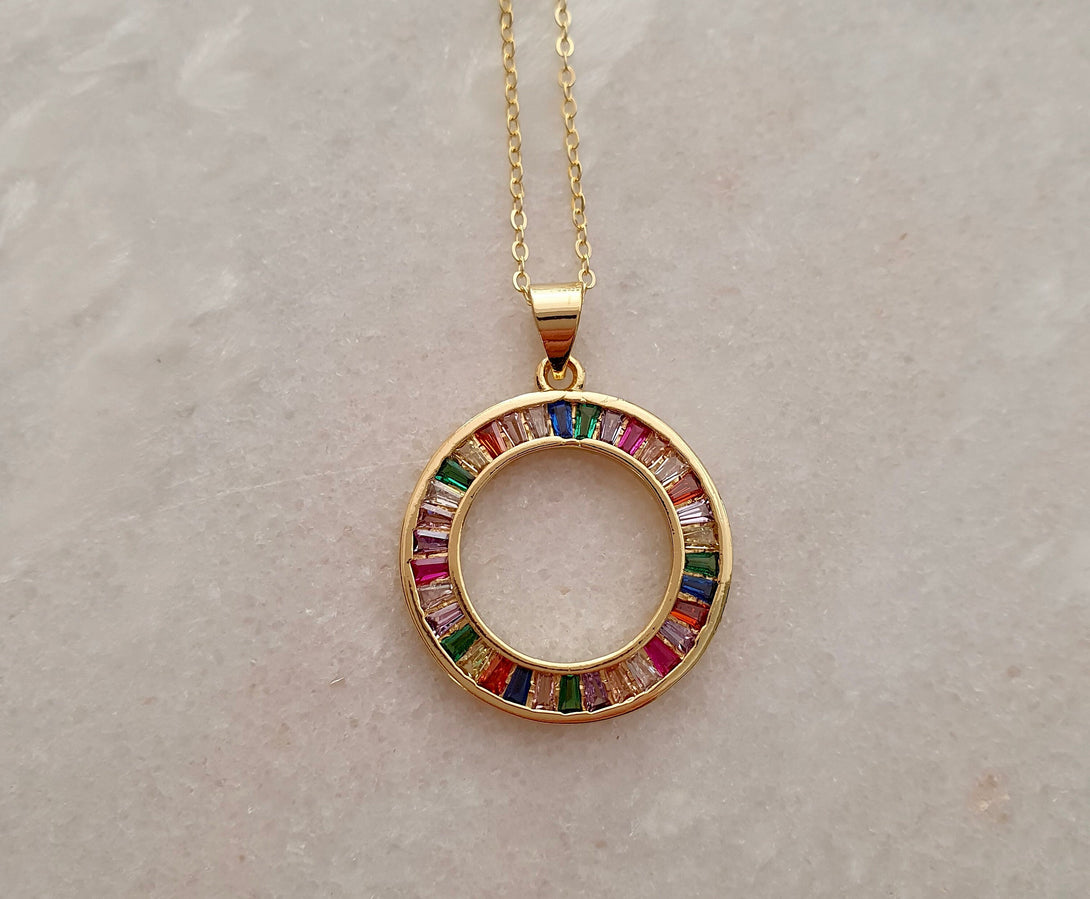 Circle Of Life Rainbow Necklace, Pride Jewellery