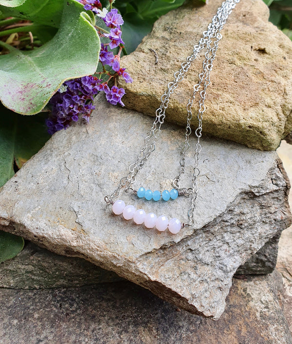 Dainty Gemstone Bar Necklace