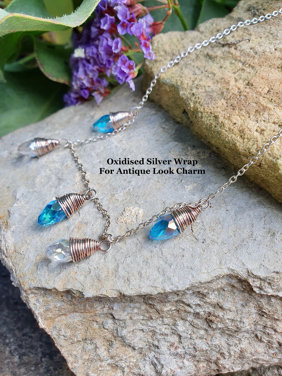 Wire Wrapped Gemstone Necklace, Handmade Jewellery