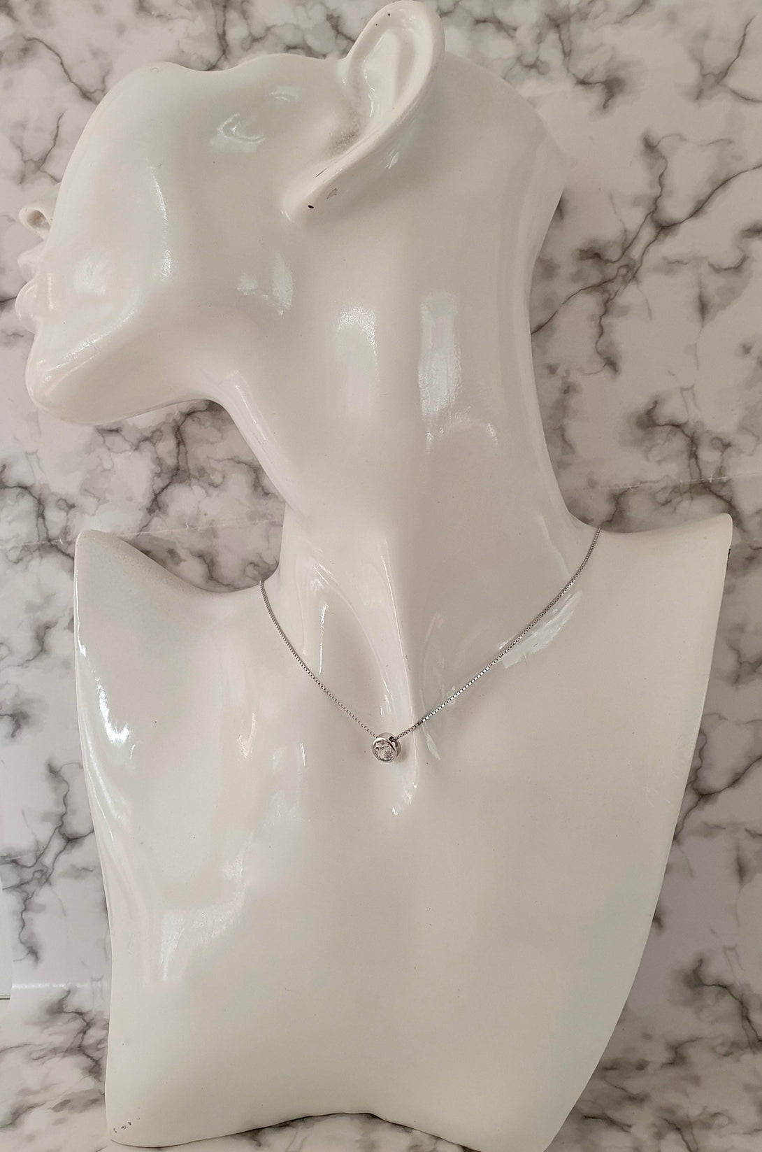 Solitaire Necklace, Floating Pendant, Sterling Silver