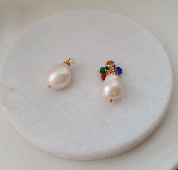 Baroque Pearl Pendant Charms, June Birthstone Jewellery