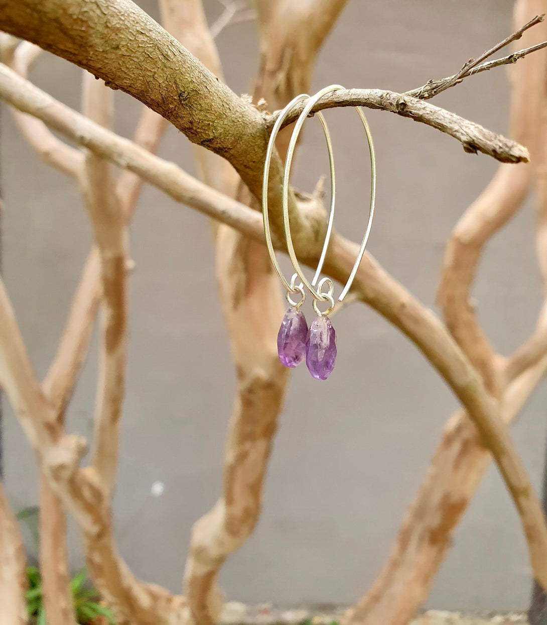 Amethyst Threader Earrings, February Birthstone Jewellery