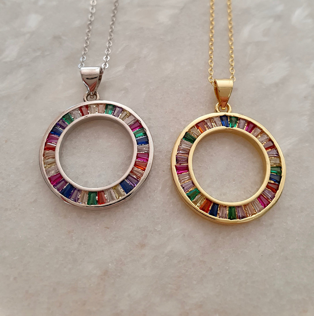 Circle Of Life Rainbow Necklace, Pride Jewellery