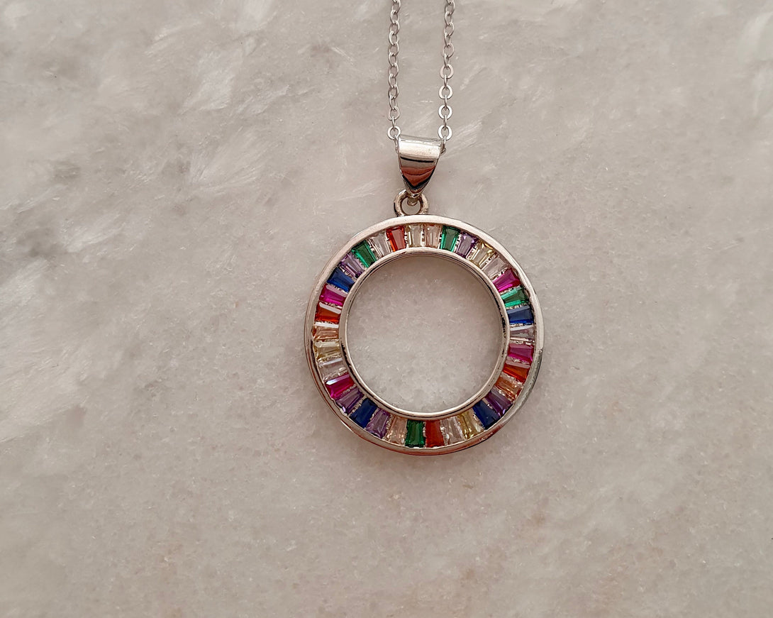 Circle Of Life Rainbow Necklace, Pride Jewellery