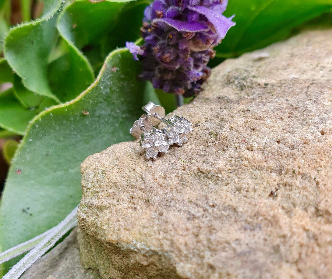 Mini Sterling Silver And Zircon Clover Stud Earrings