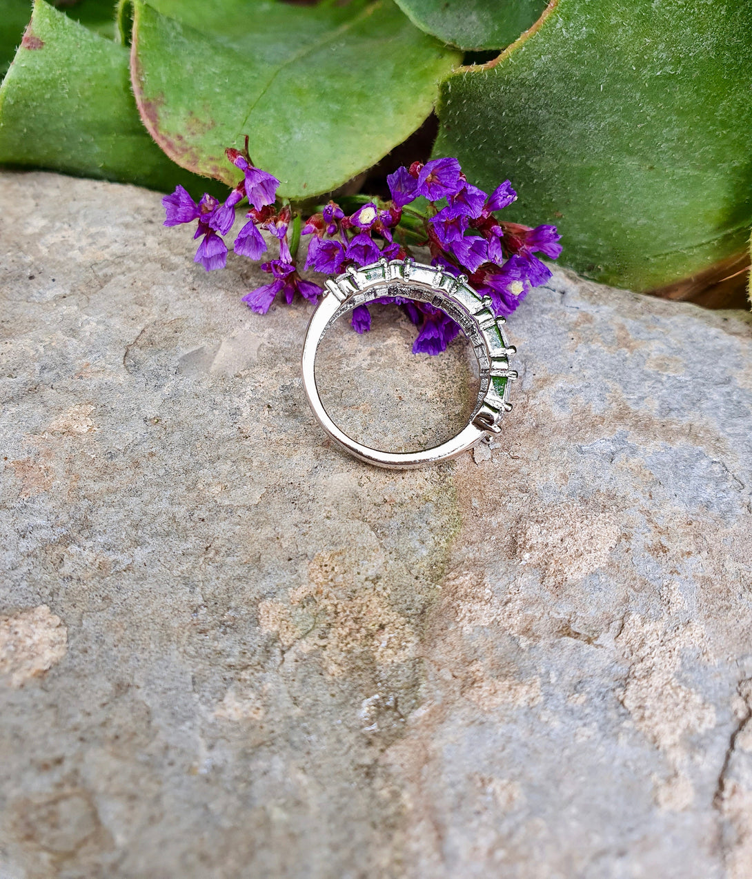 Art Deco Ring, Half Eternity Band In Sterling Silver