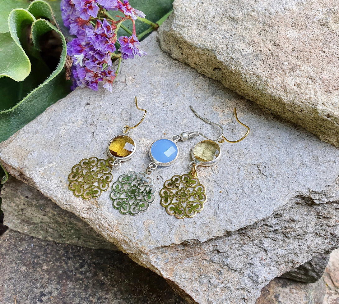 Austrian Crystal Earrings, Filigree Drop Jewellery