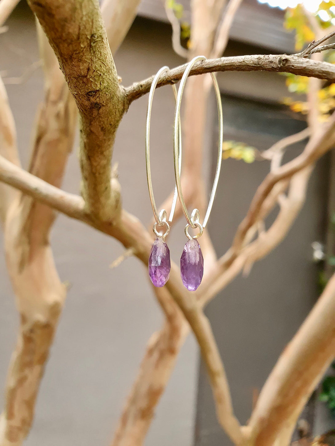 Amethyst Threader Earrings, February Birthstone Jewellery