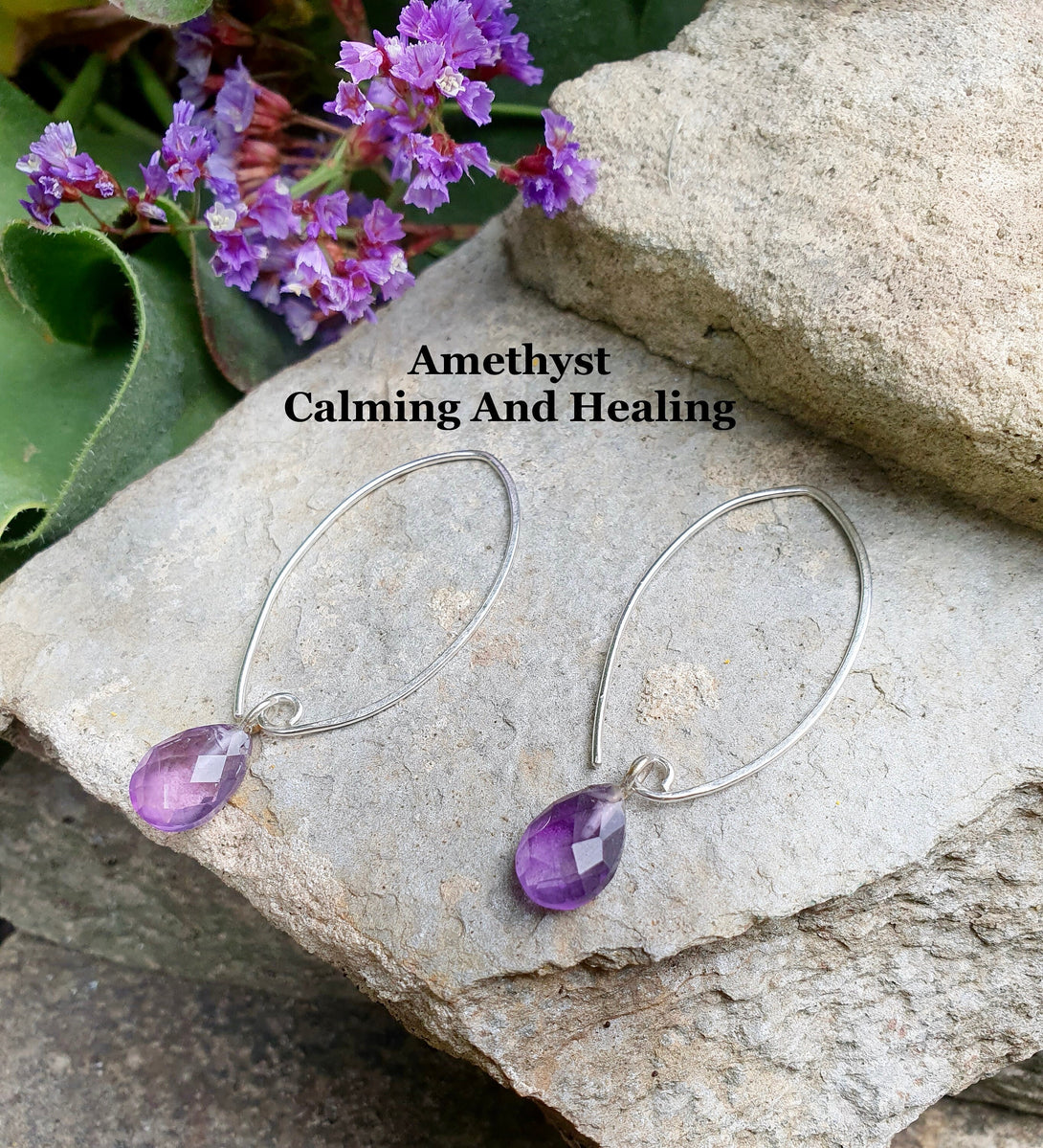 Amethyst Threader Earrings, February Birthstone Jewellery