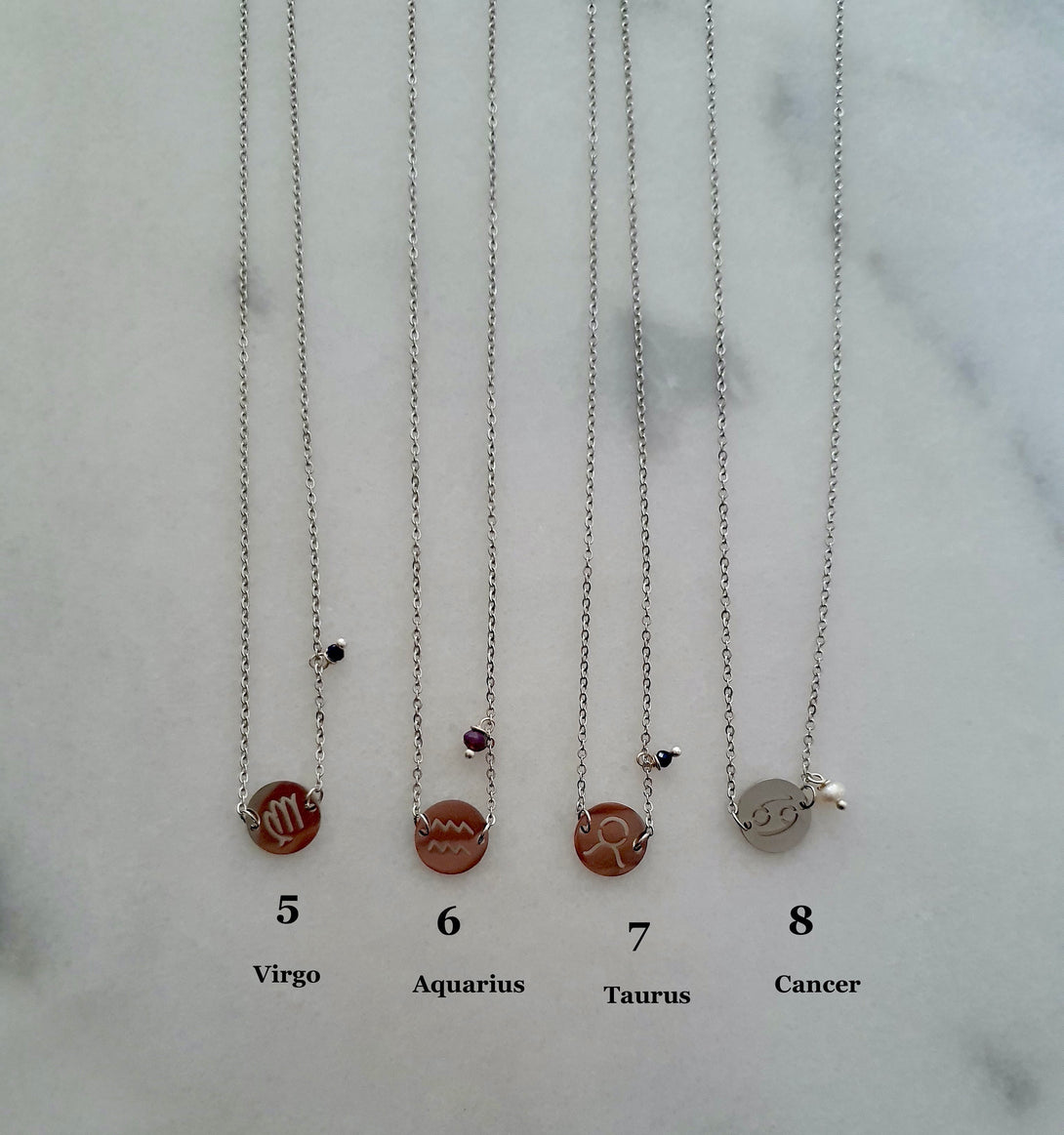 Zodiac Necklace With Gemstone, Birthstone Jewellery