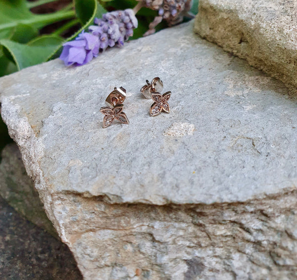 Light, Antique  Rose Gold  Colour Butterfly Stud Earrings