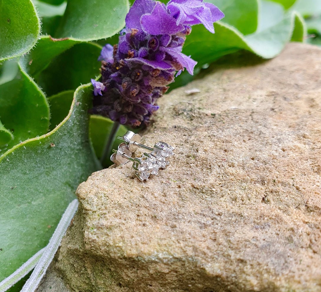 Mini Sterling Silver And Zircon Clover Stud Earrings