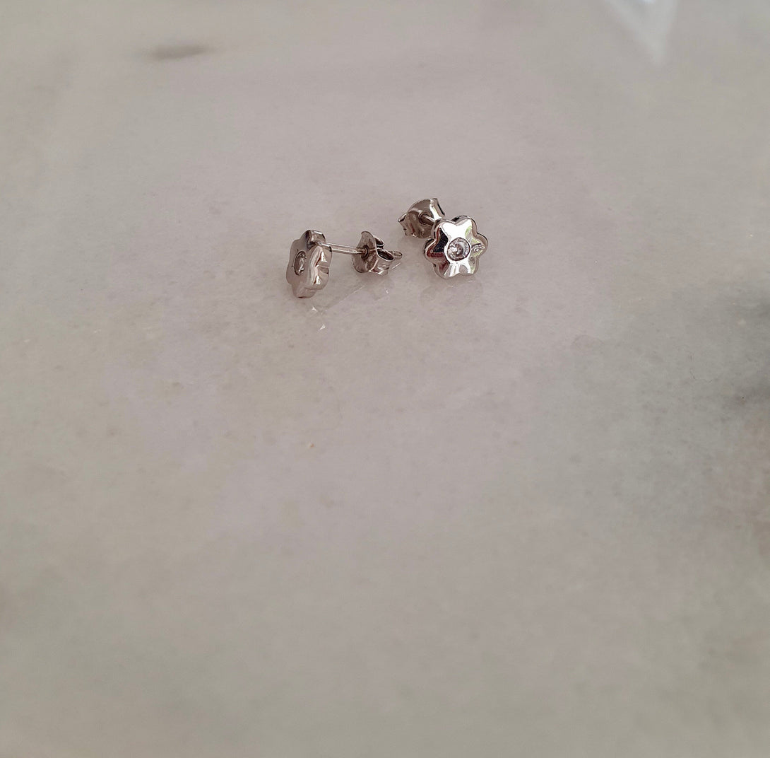 Daisy Flower Stud Earrings In Sterling Silver, April Birth Flower